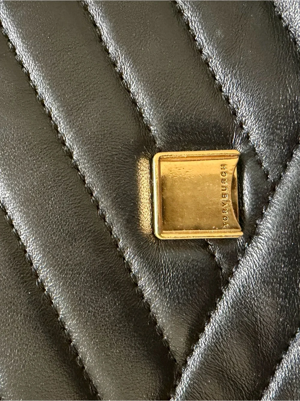 Tory Burch Black Quilted Leather Chain Shoulder Bag with Gold Hardware
